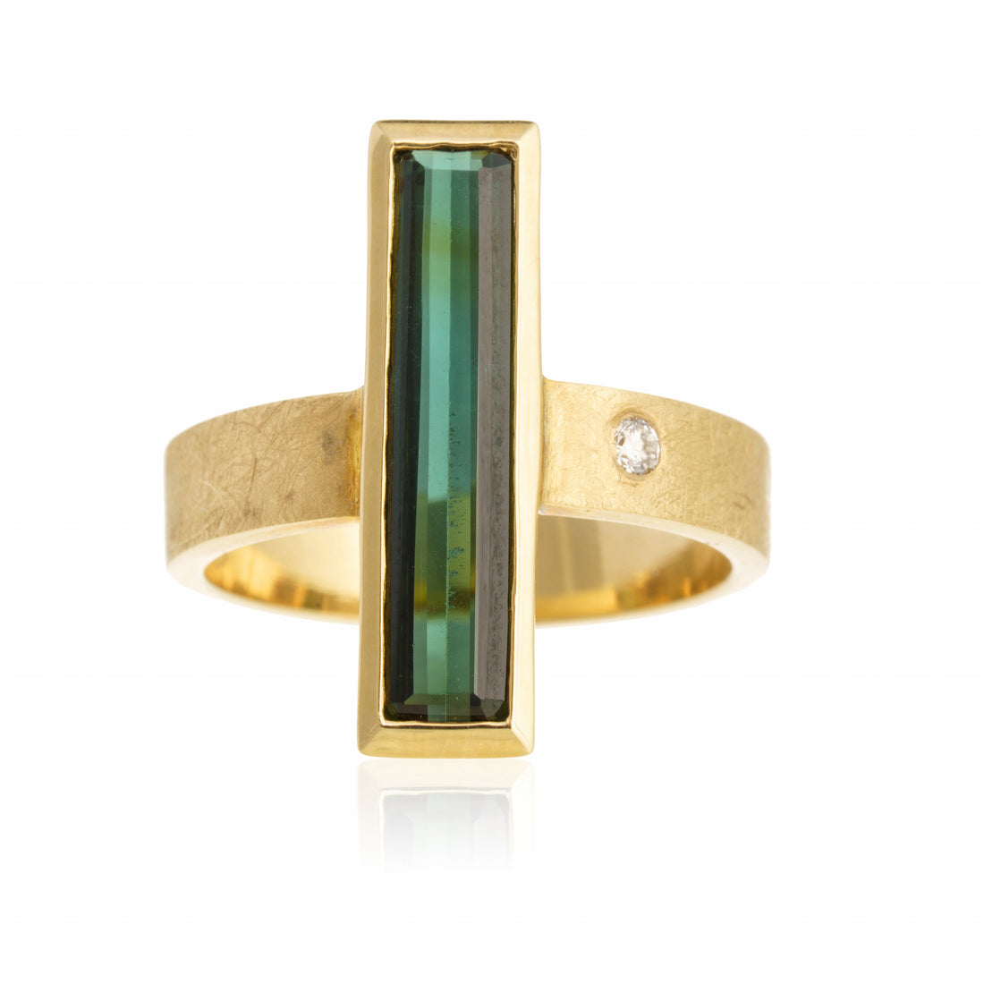Anillo Turmalina Verde Rectangular Brillante
