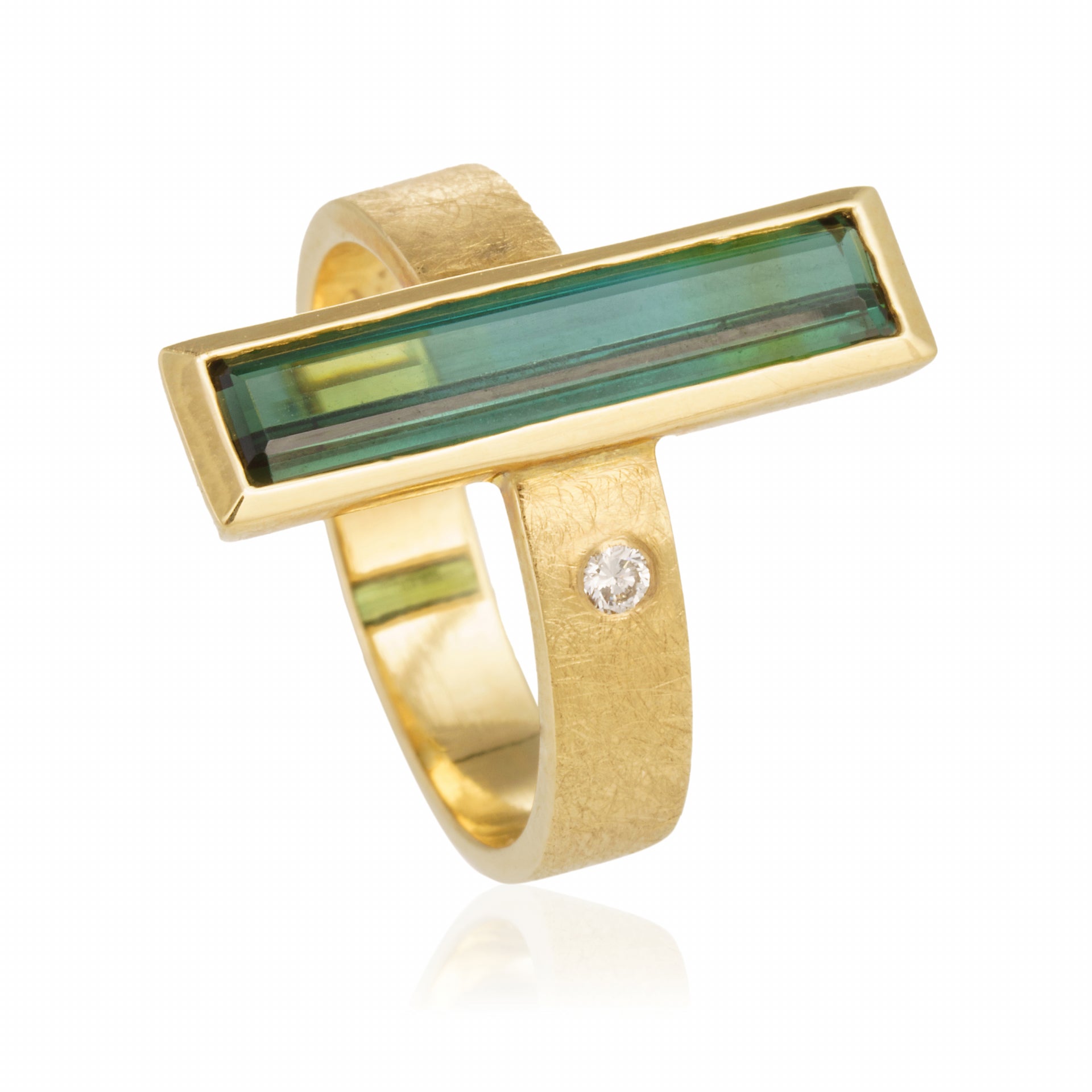 Anillo Turmalina Verde Rectangular Brillante