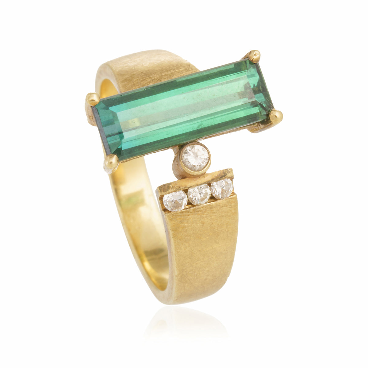 Anillo turmalina baguette con diamantes