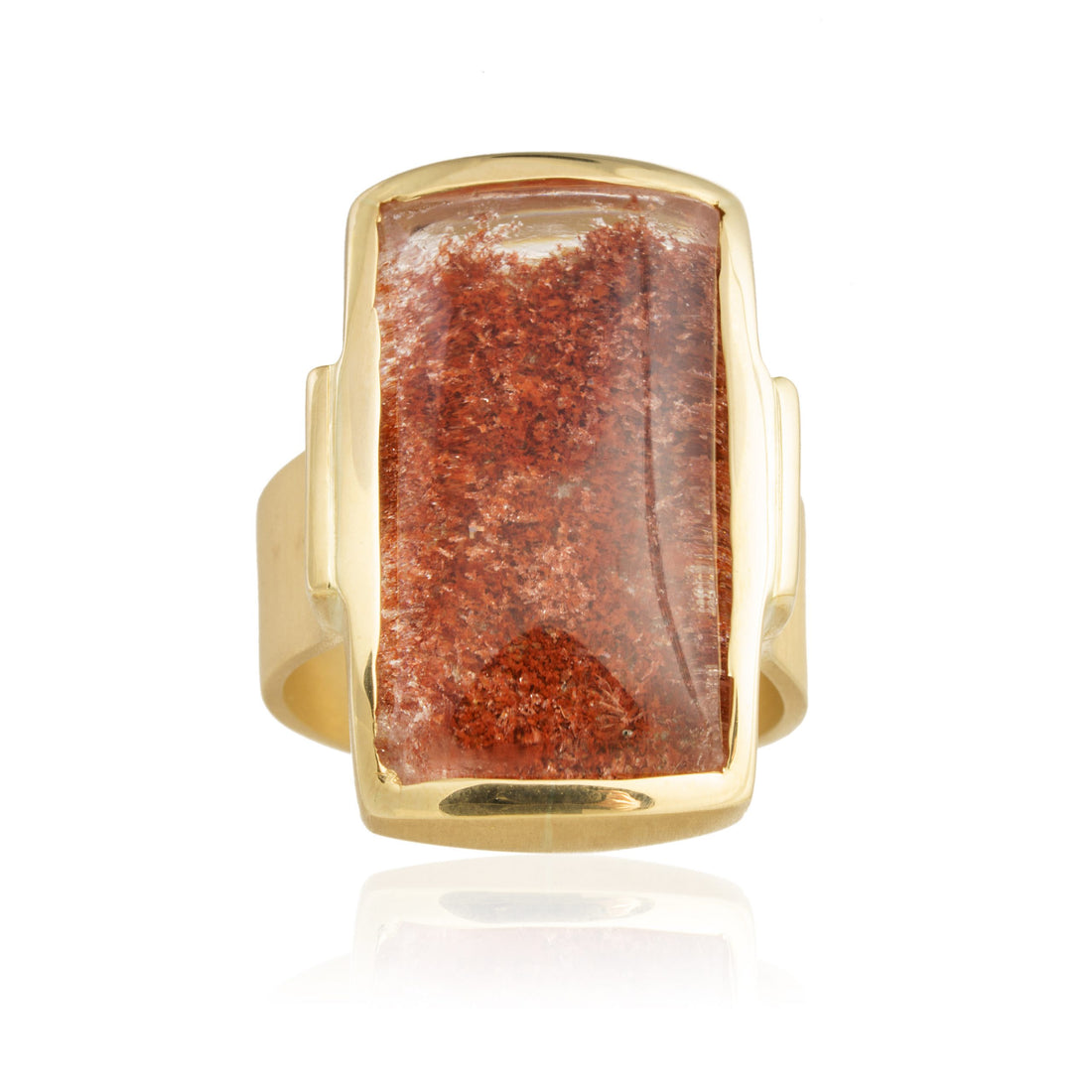 Anillo Cuarzo Lodolita Rojizo Oro