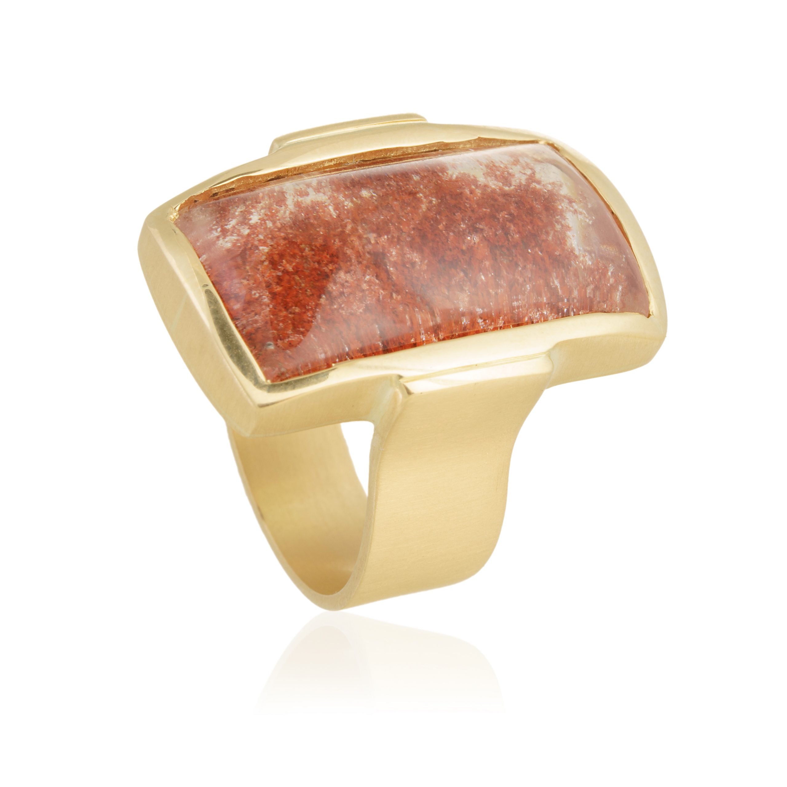 Anillo Cuarzo Lodolita Rojizo Oro