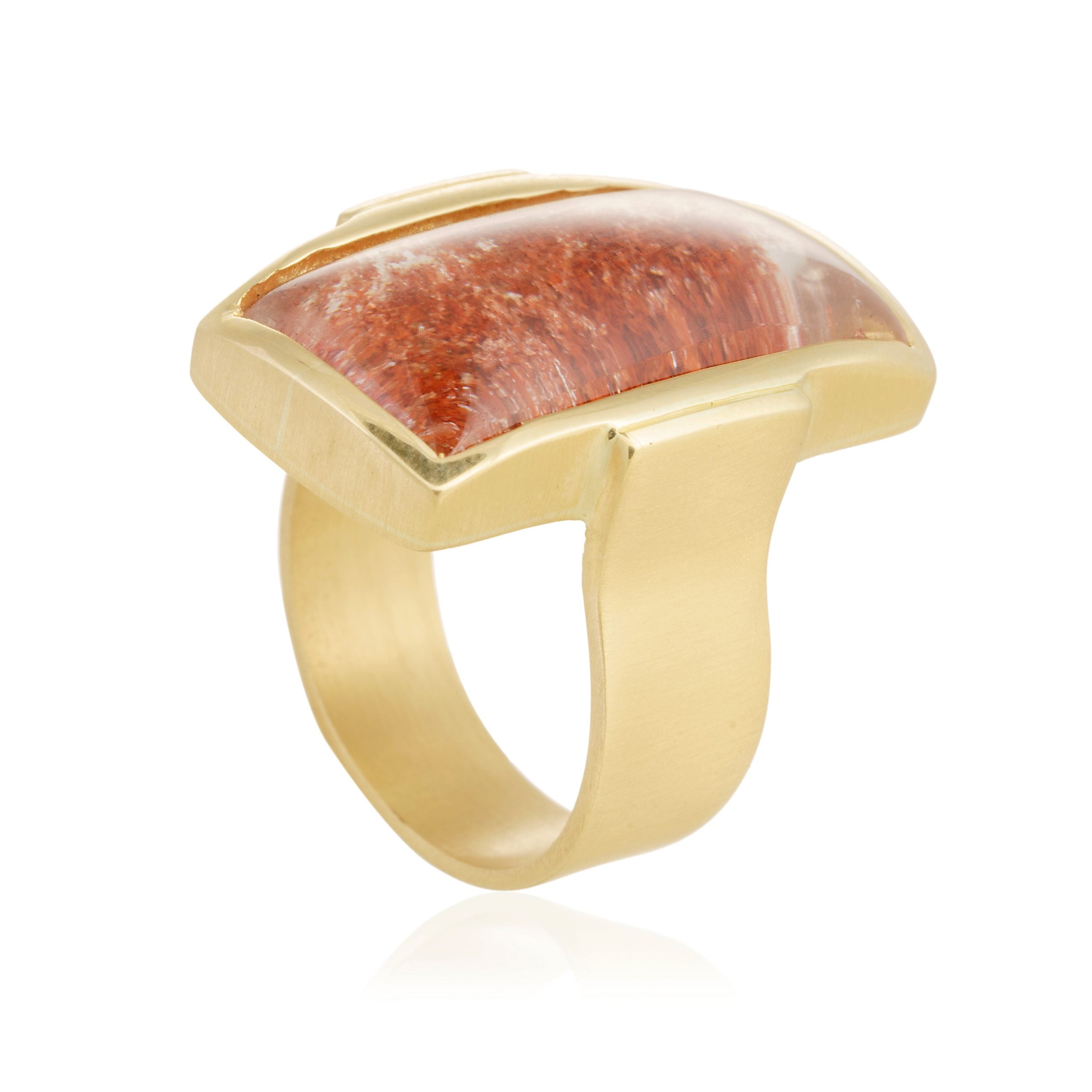 Anillo Cuarzo Lodolita Rojizo Oro