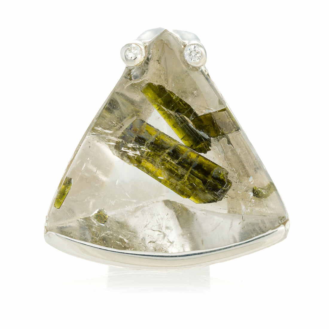 Anillo Triangu Cuarzo Turmalina