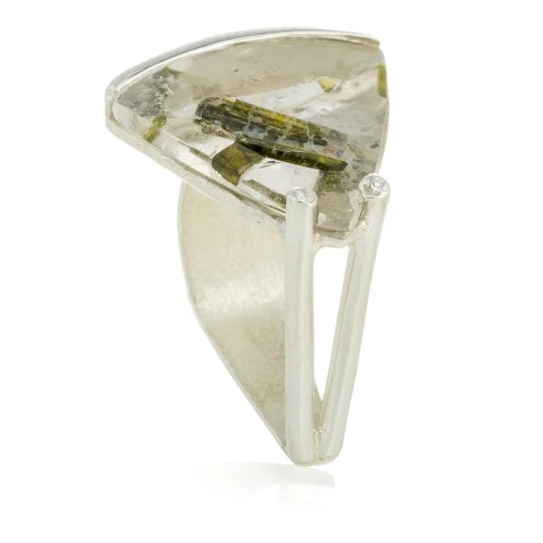 Anillo Triangu Cuarzo Turmalina