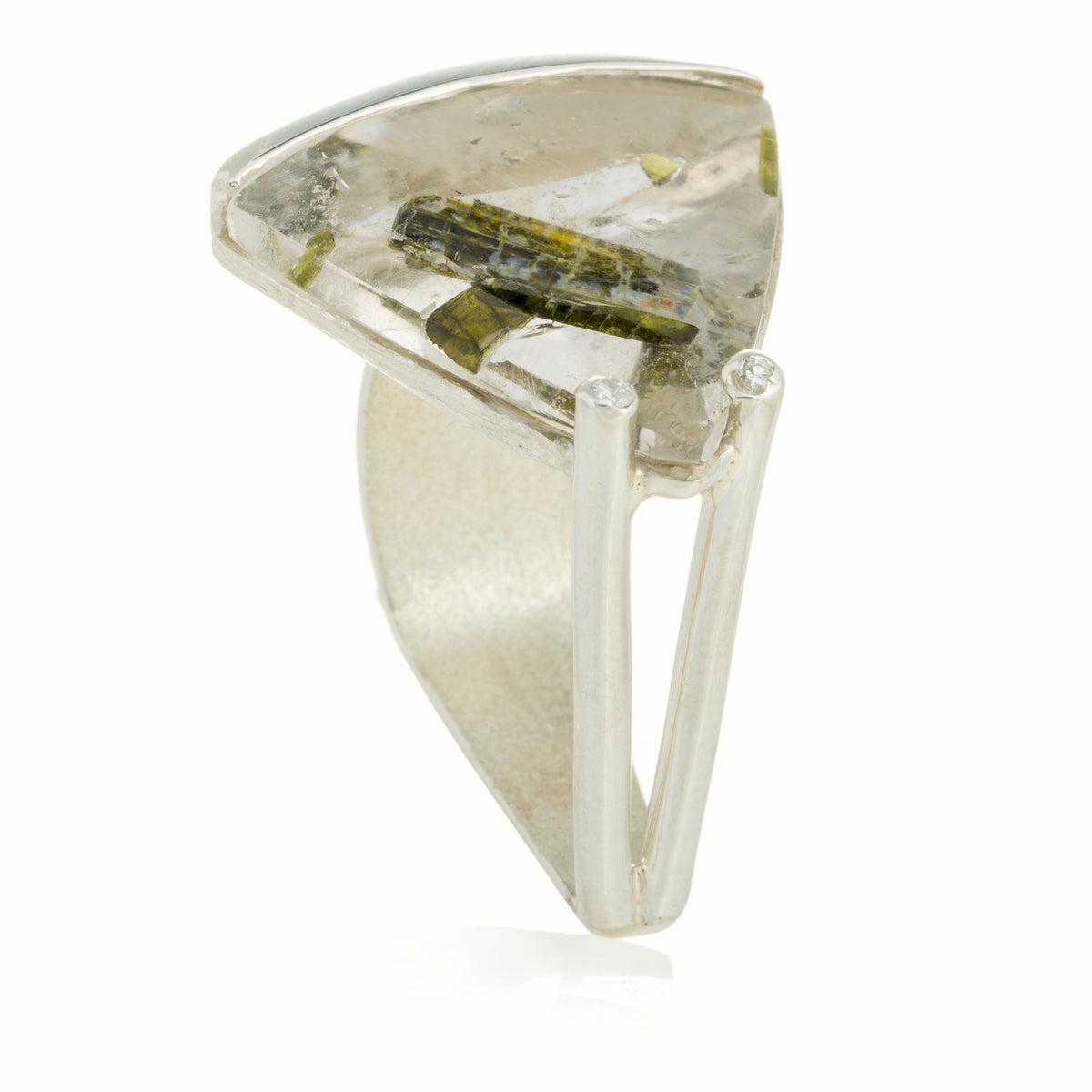 Anillo Triangu Cuarzo Turmalina