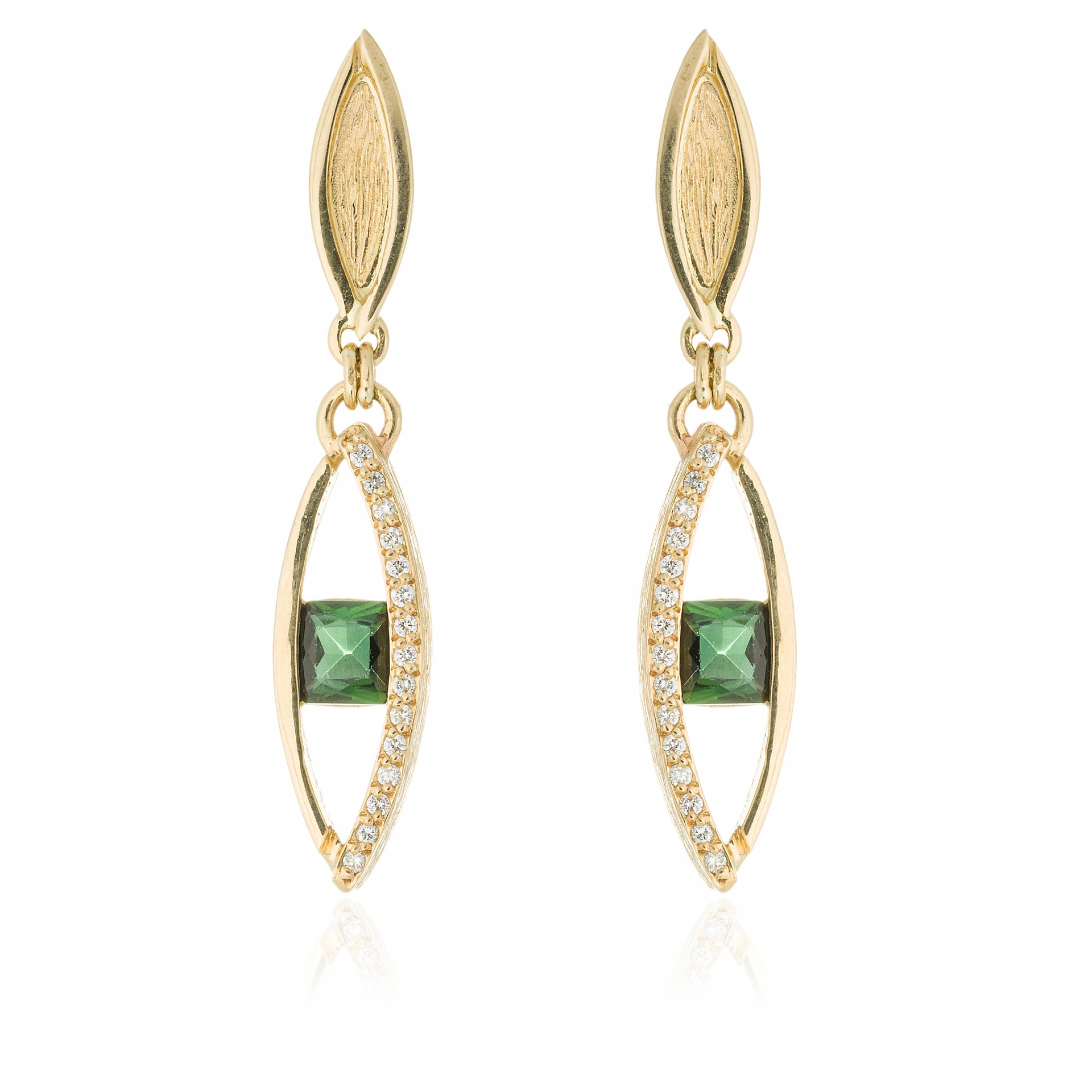 Pendientes Begi Colgante Turmalina Verde y Diamantes