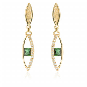 Pendientes Begi Colgante Turmalina Verde y Diamantes