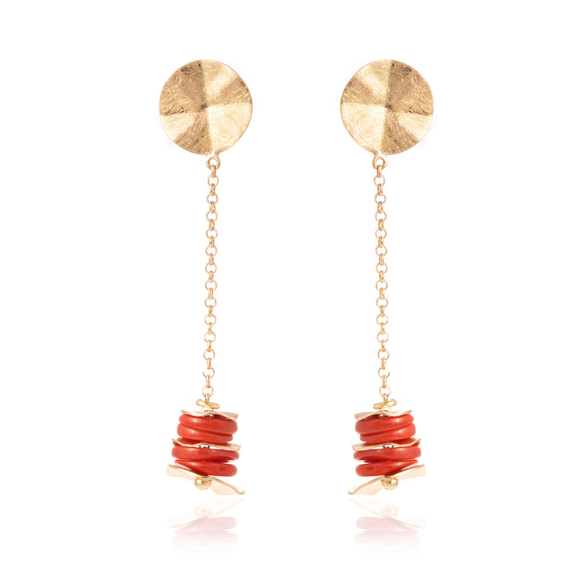 Pendientes Coral Cadena de Oro