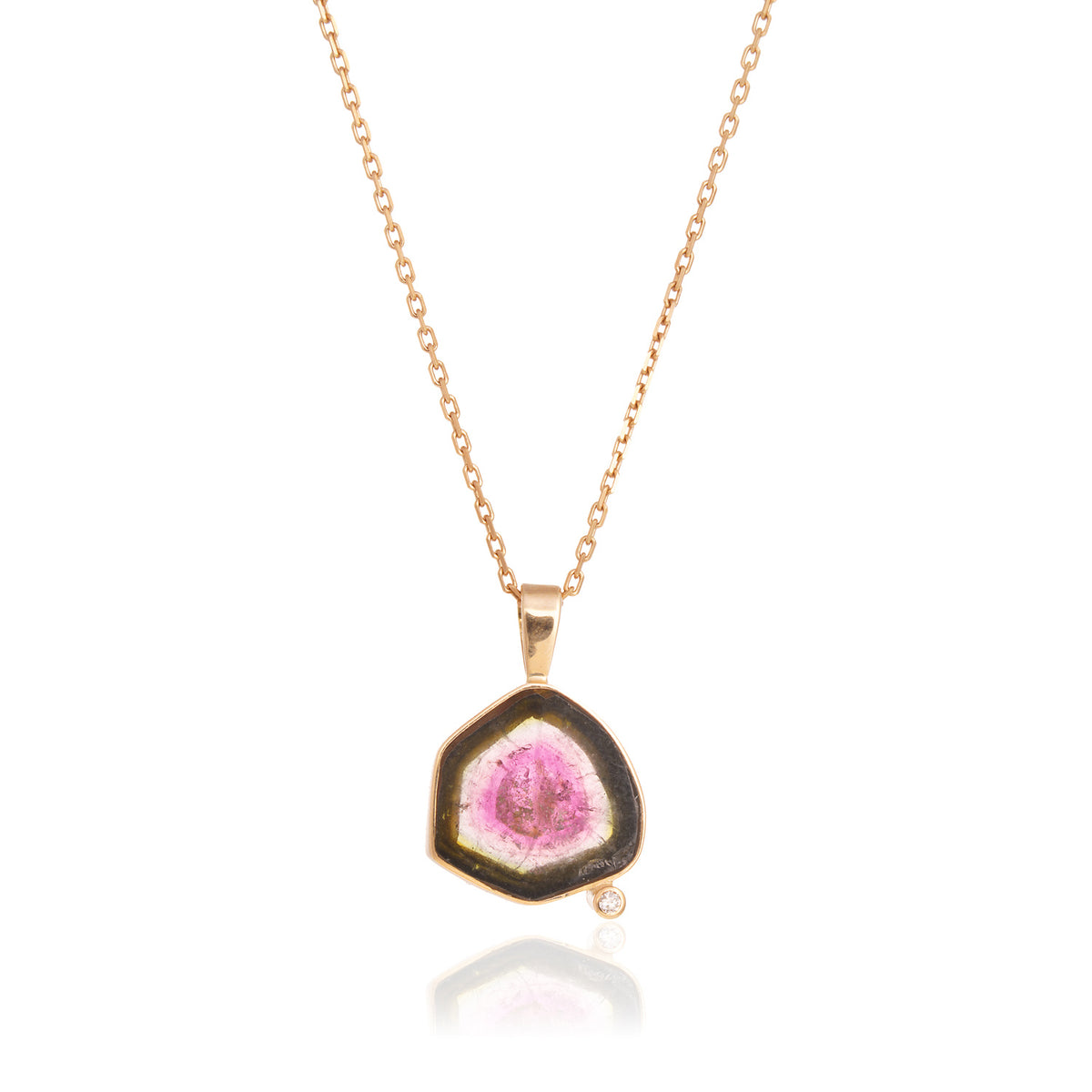 Colgante Turmalina Sandía y Diamante