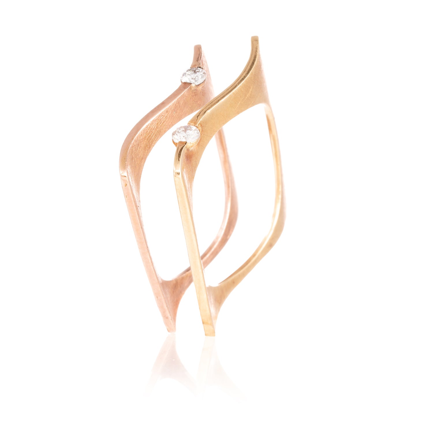 Anillo Cuadrado Ola Diamante
