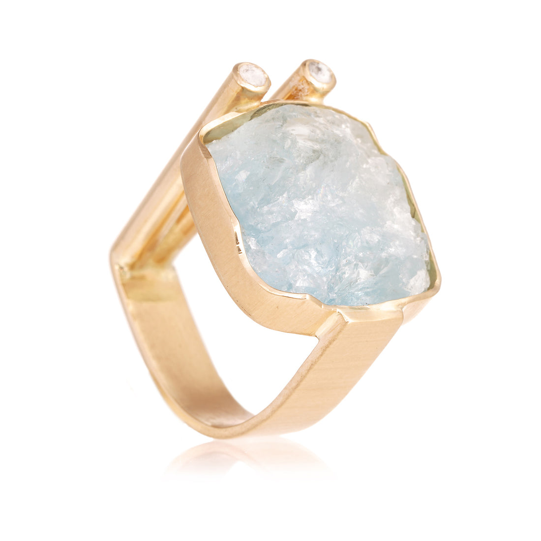 Anillo Aguamarina Garritas Oro