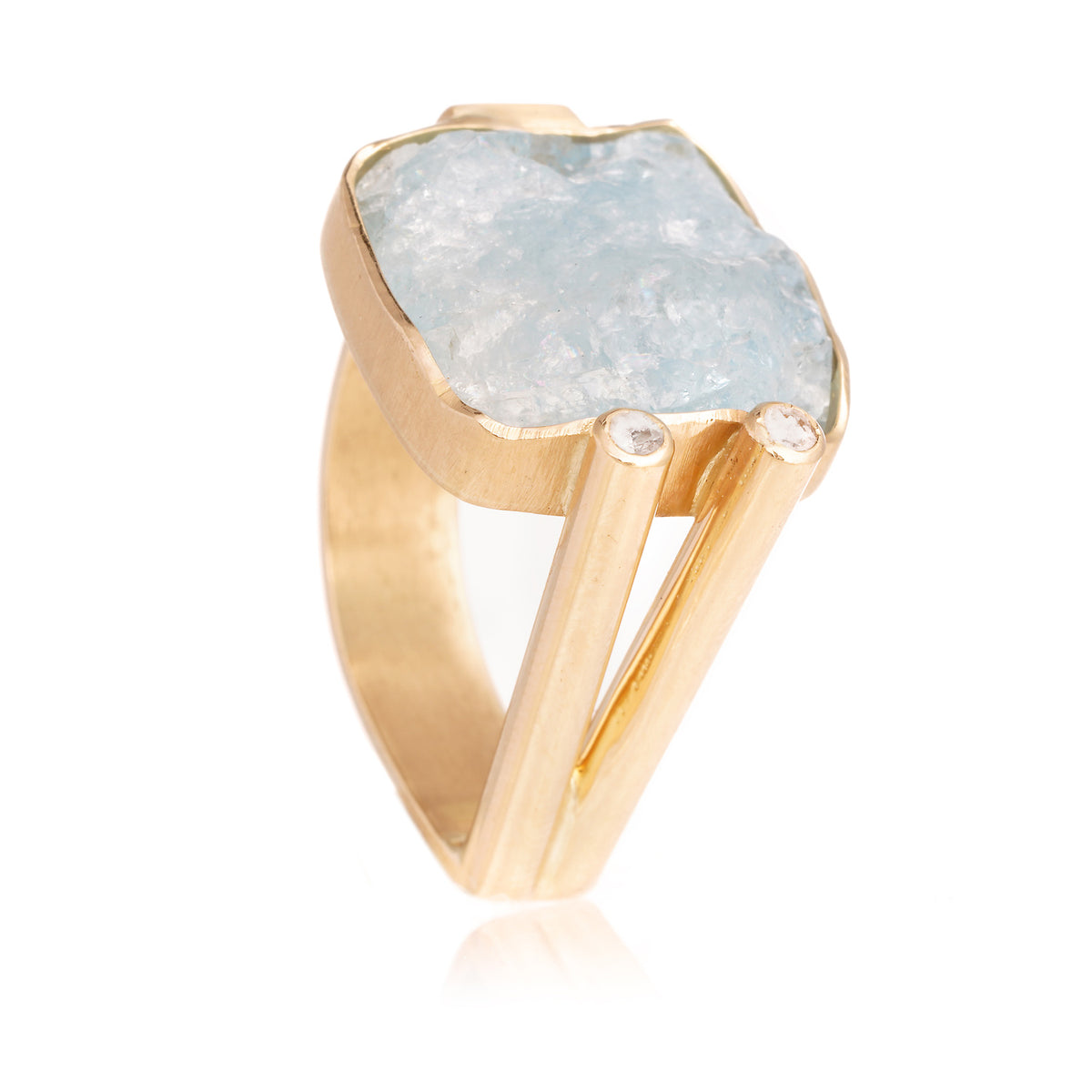 Anillo Aguamarina Garritas Oro