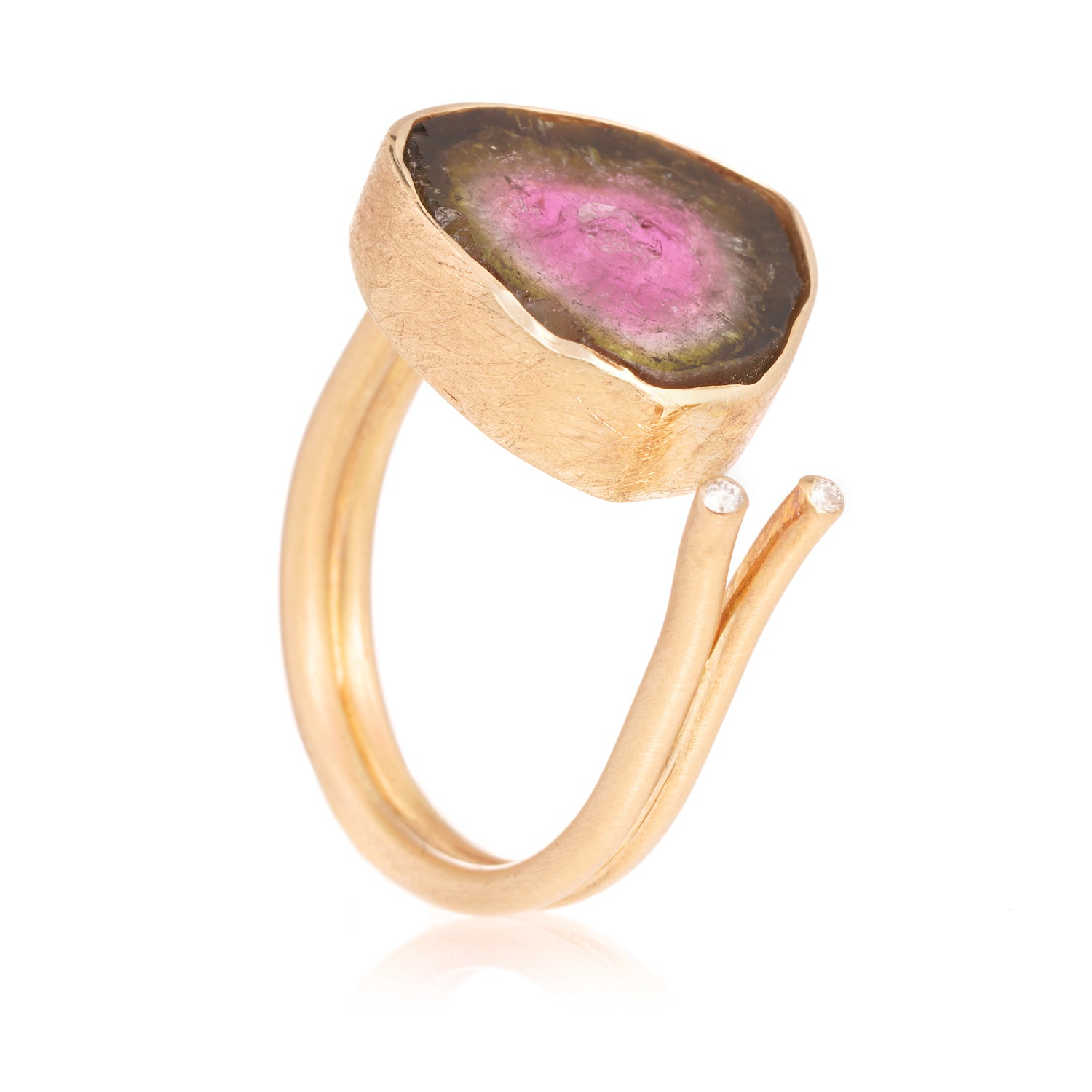 Anillo Turmalina Sandia y Diamantes