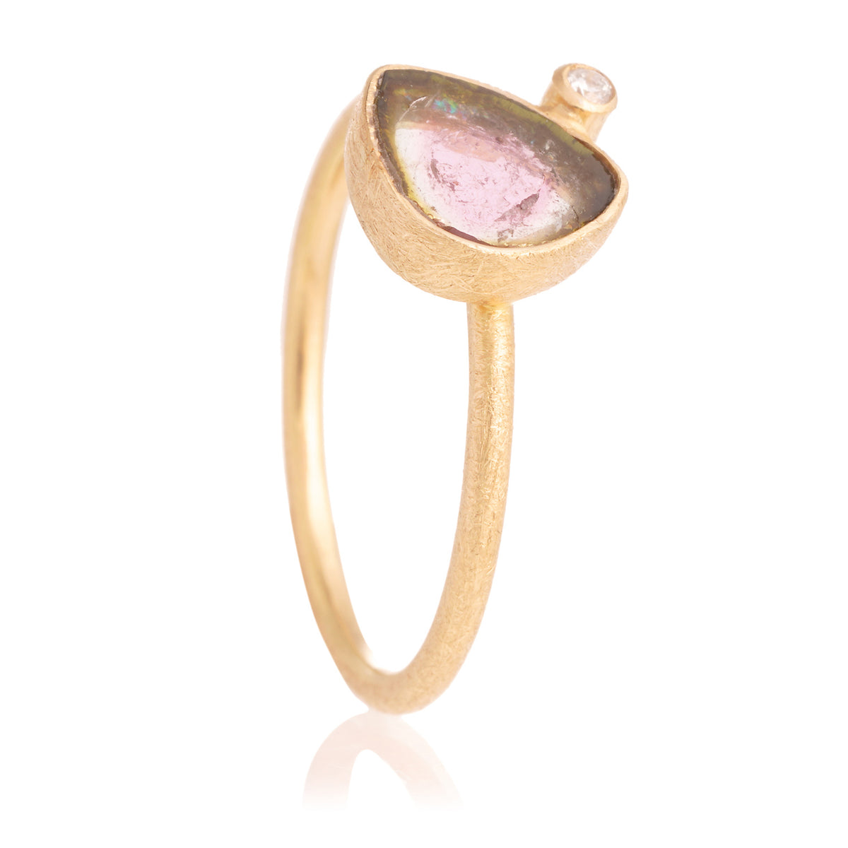 Anillo turmalina sandia txiki y diamante