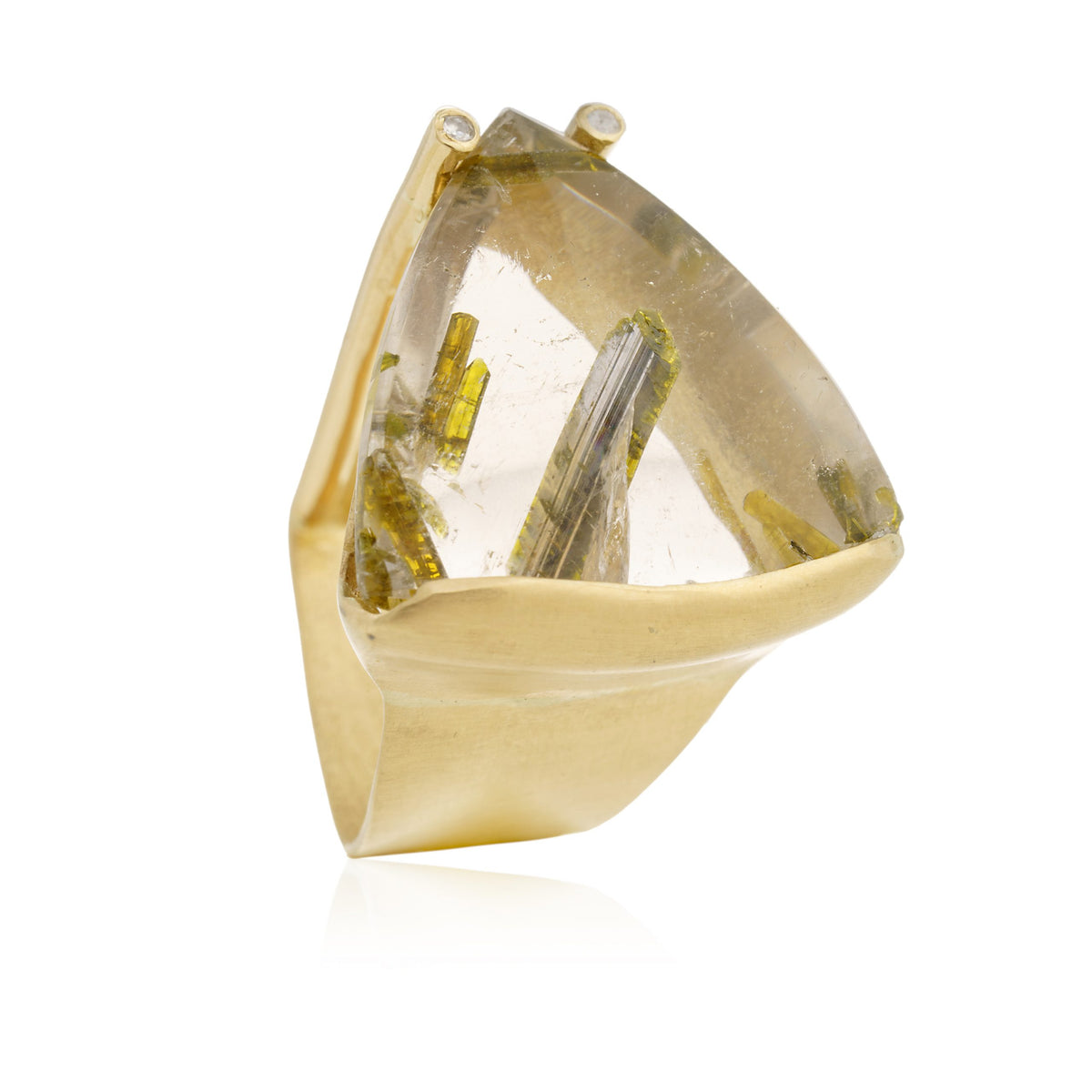 Anillo Triangu C. Turmalina Oro