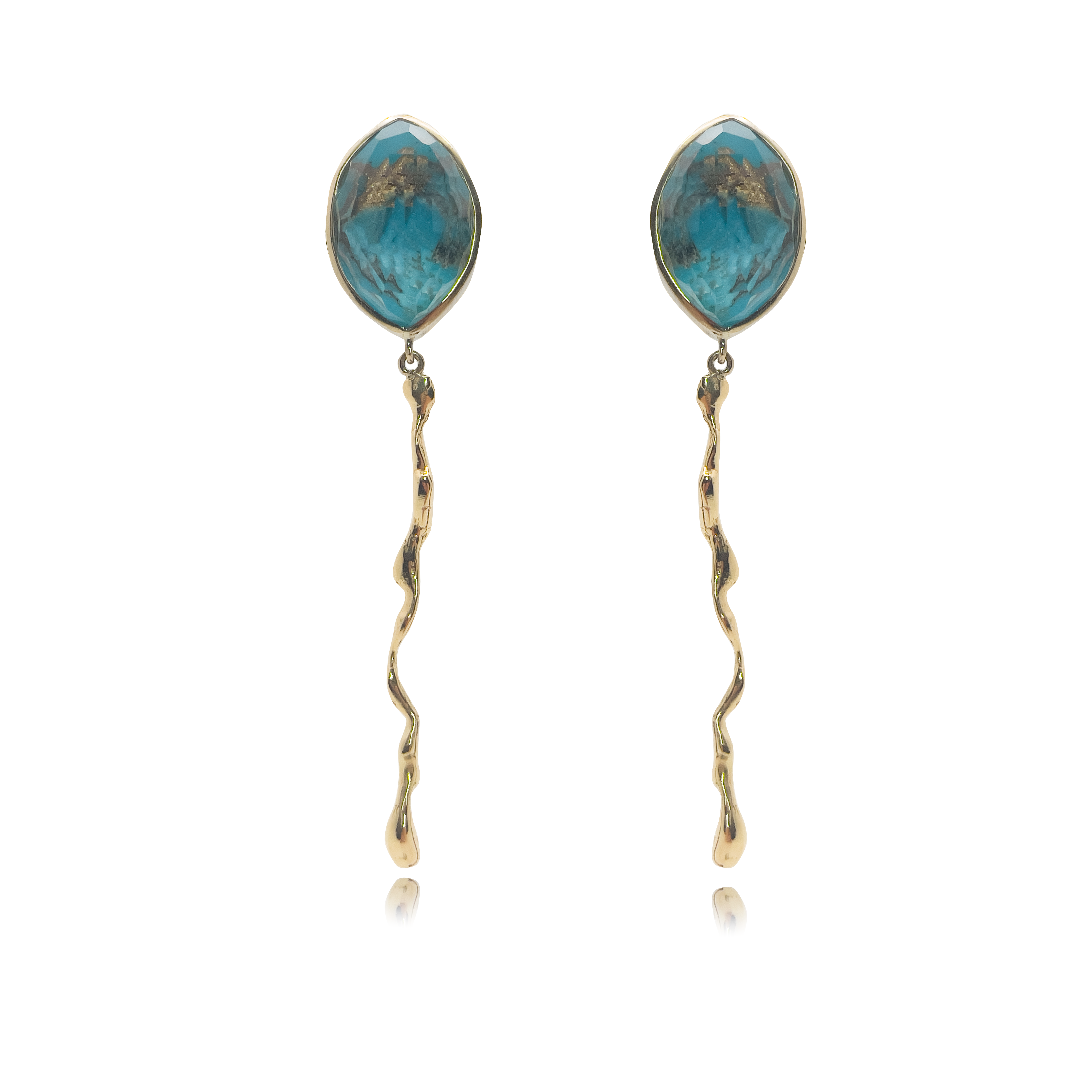 Pendientes Adar Invertido Navete Turquesa Mosaico