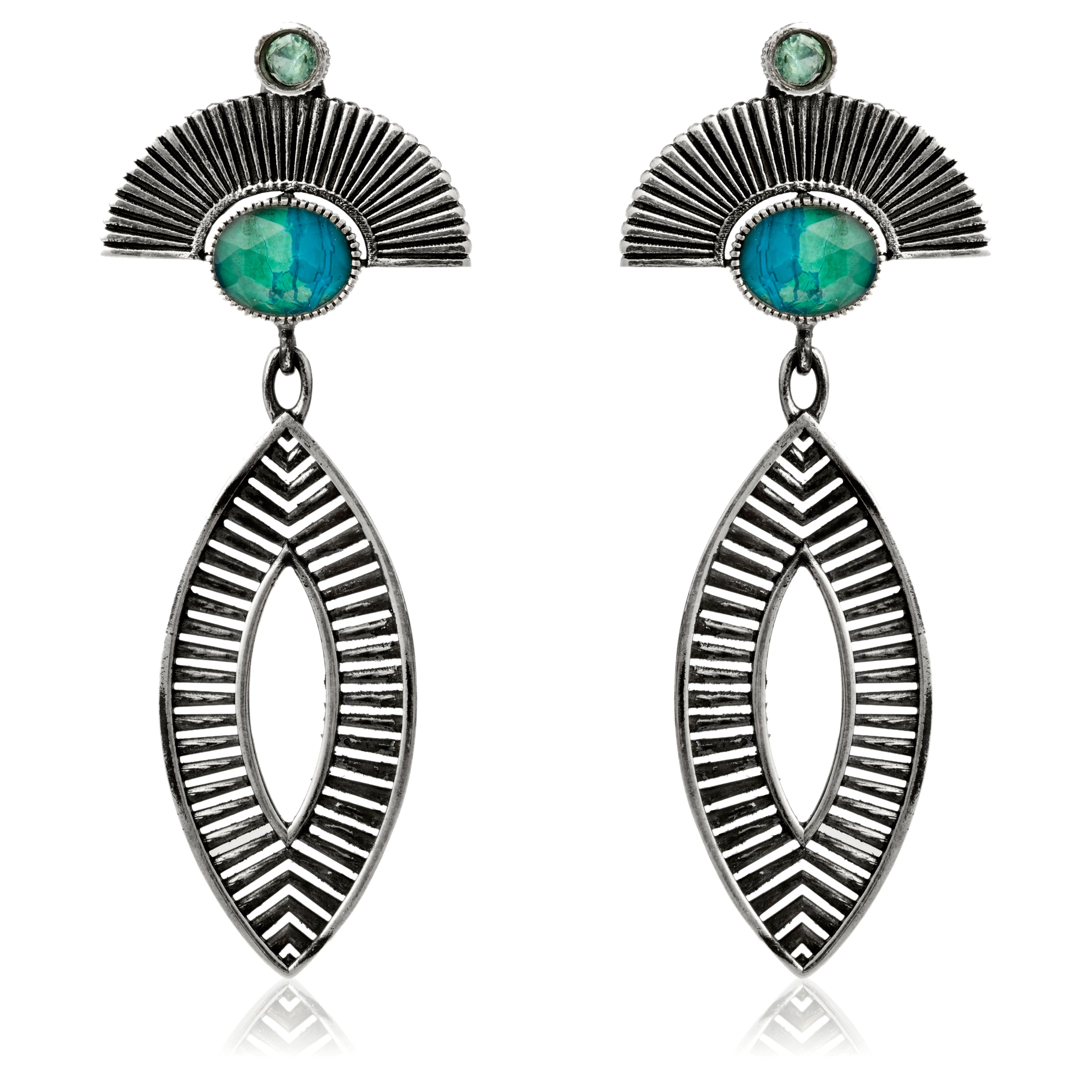 Pendientes Egypt Navete Crisocola Turmalina