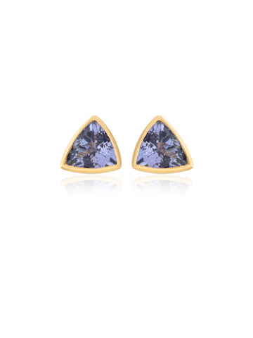 Pendientes Tanzanita Triangulares Oro