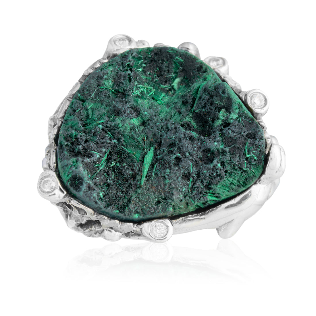 Anillo Acantilado Malaquita Moissanitas