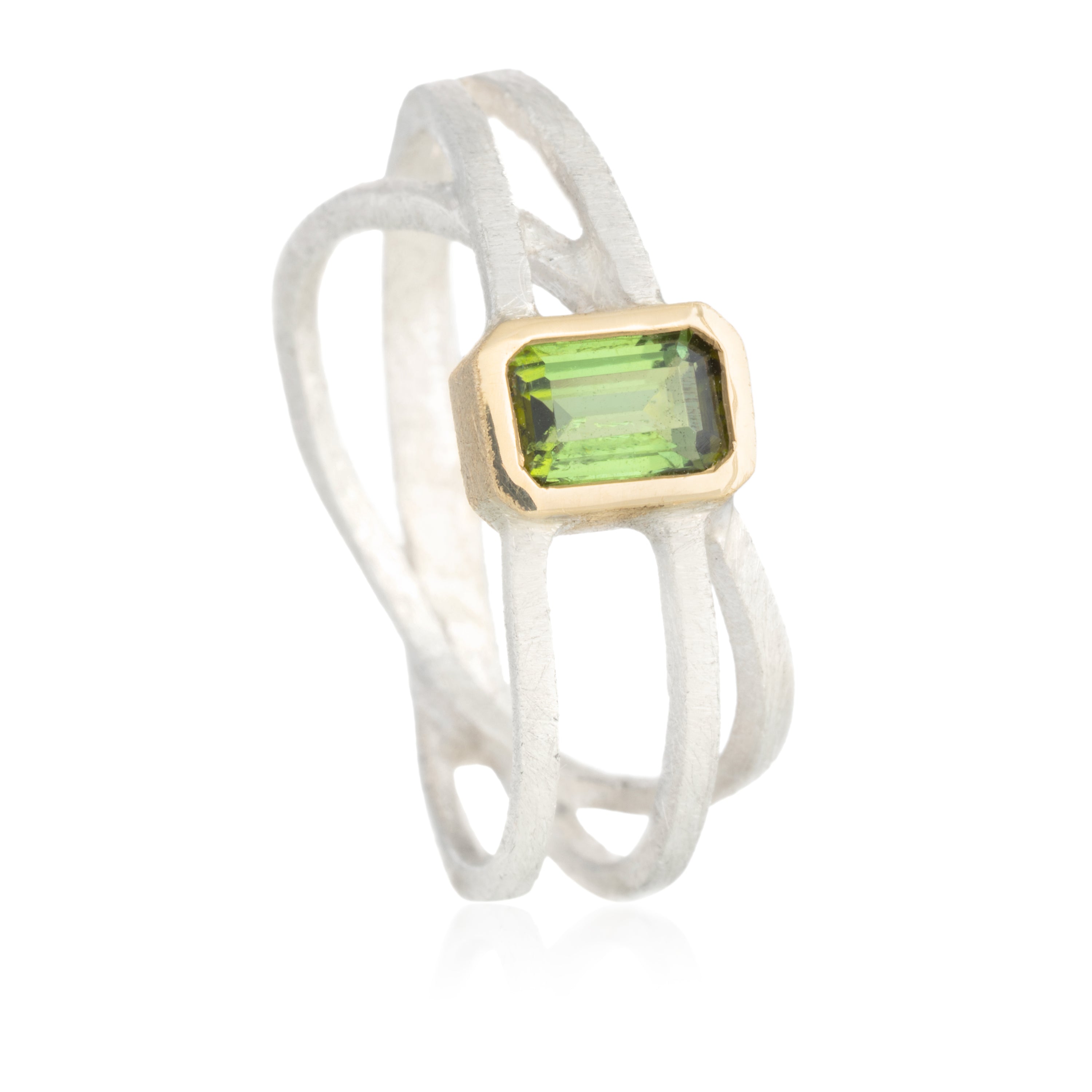 Anillo Cruzado Turmalina Verde