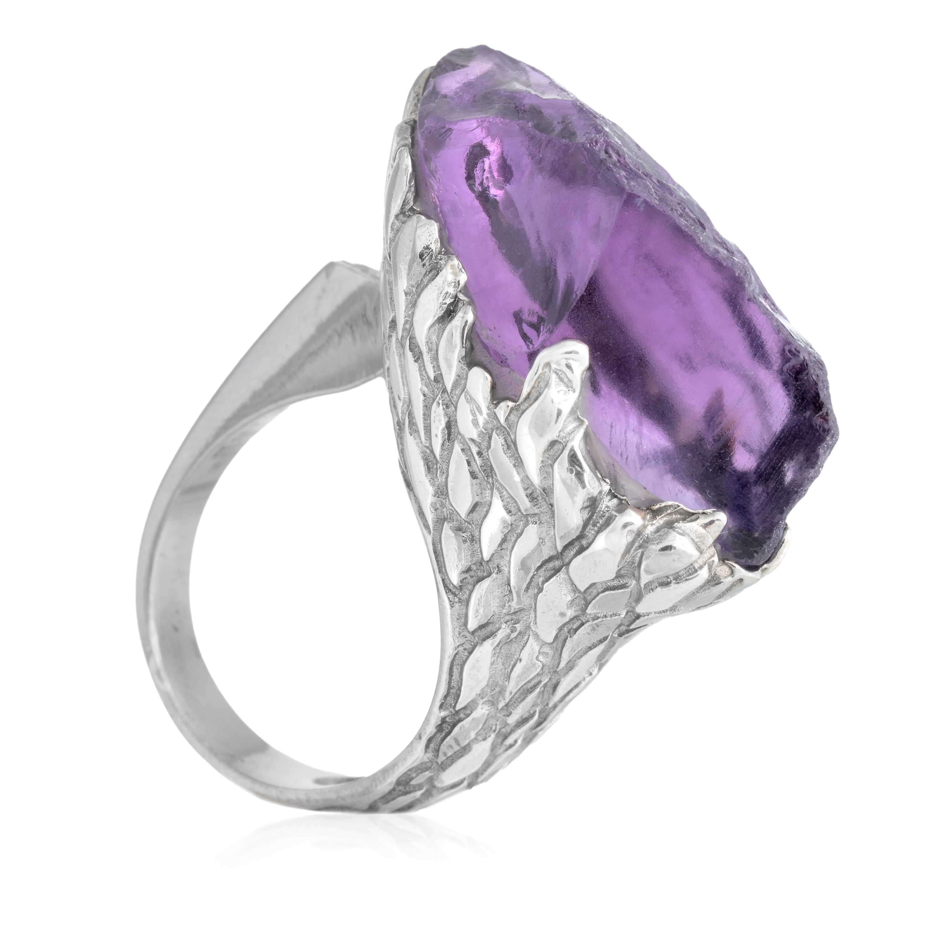 Anillo Percebe Amatista Moissanitas