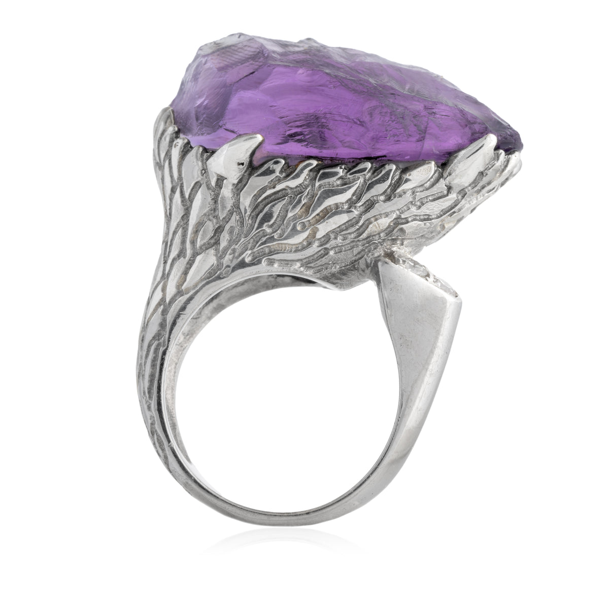 Anillo Percebe Amatista Moissanitas