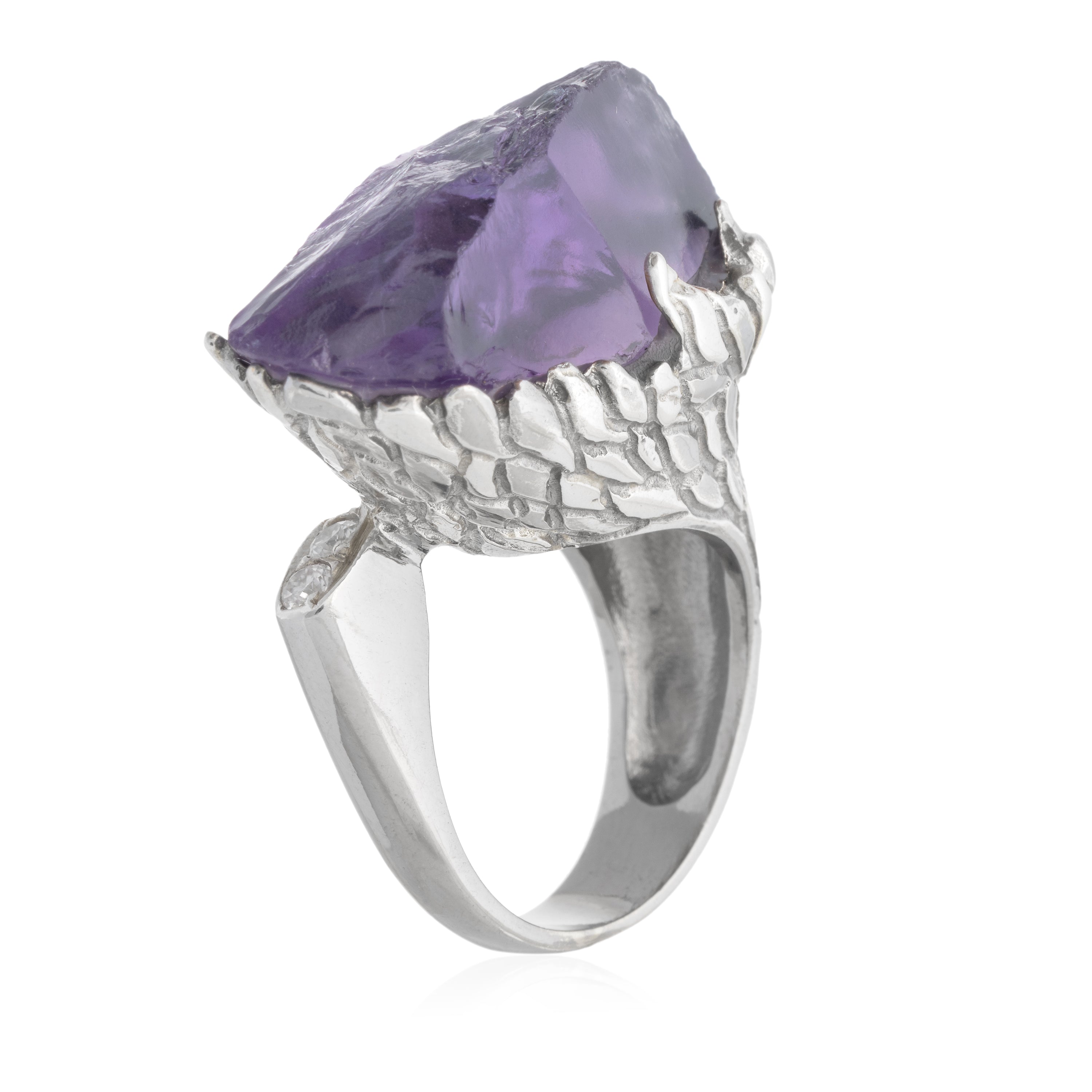 Anillo Percebe Amatista Moissanitas