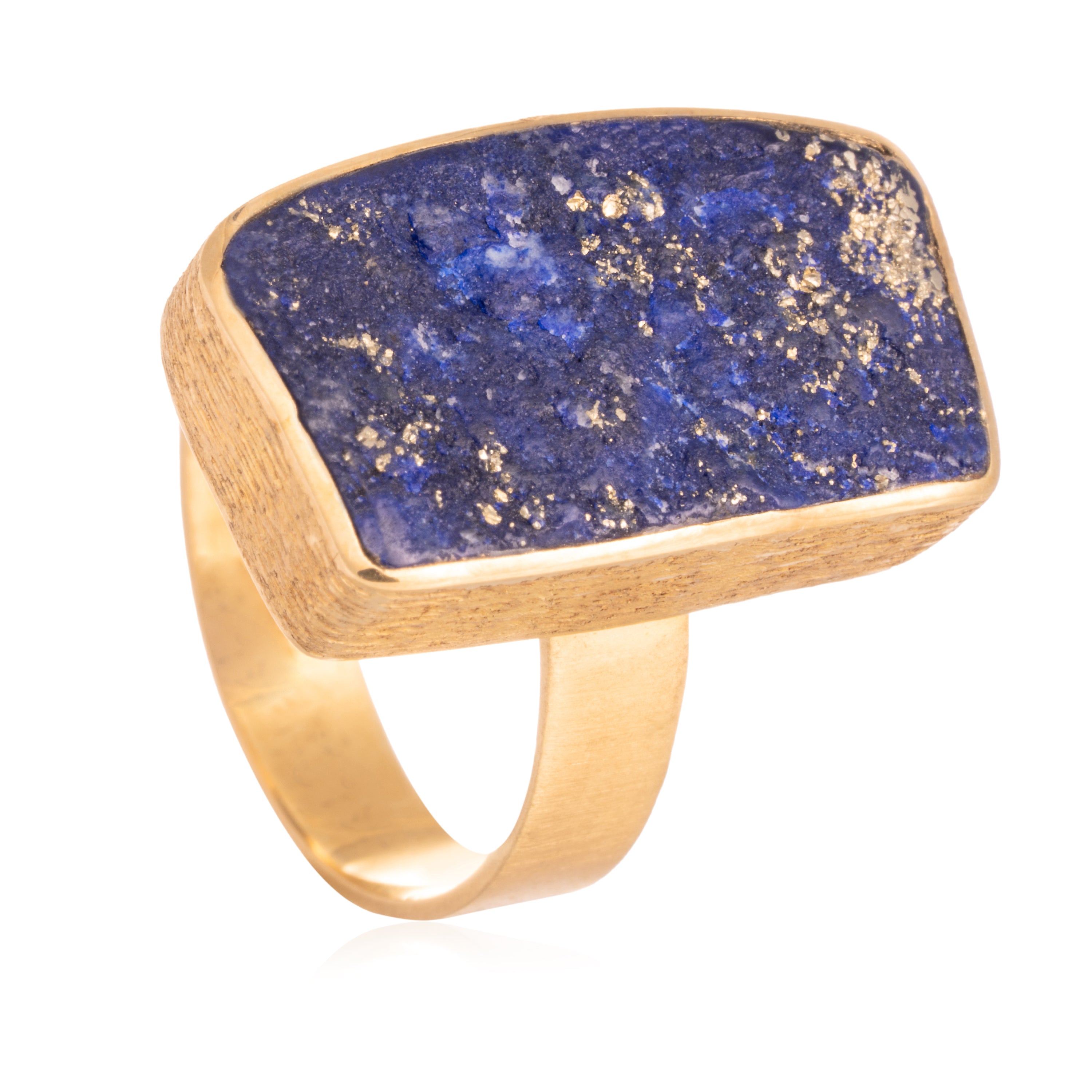 Anillo Lapislazuli Rectangular Oro