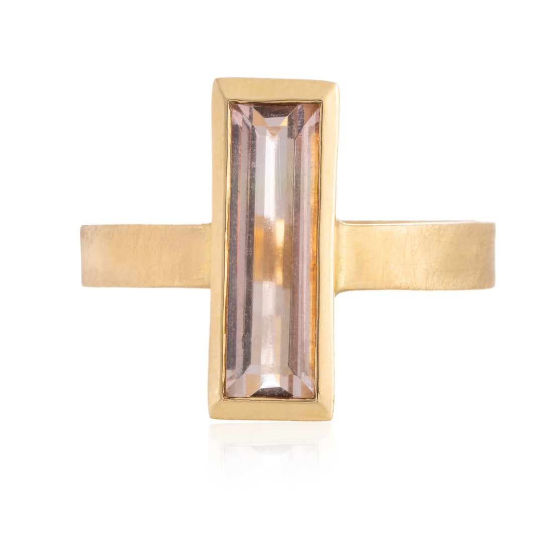 Anillo Turmalina Rosa Baguette Oro