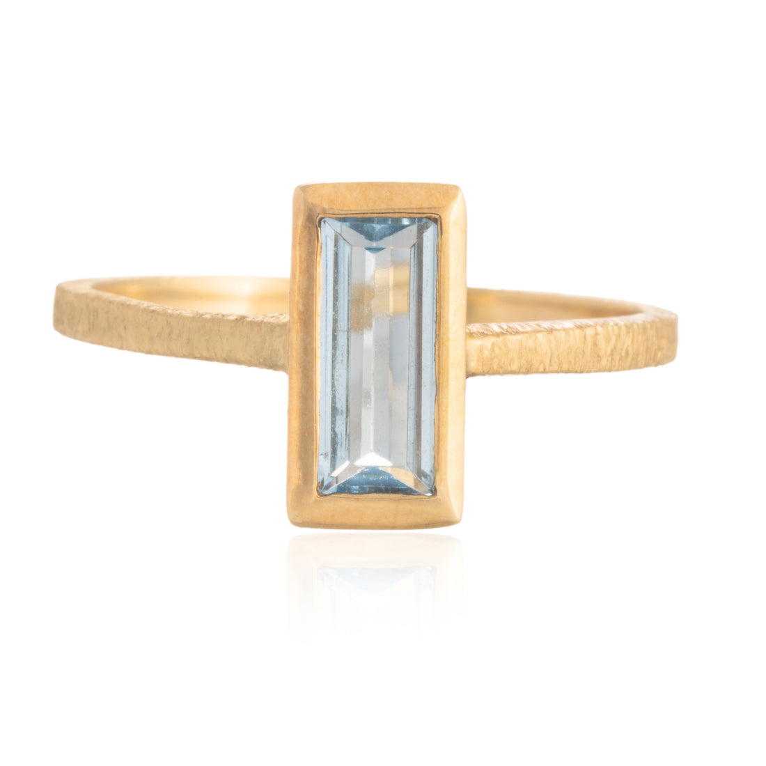 Anillo Aguamarina Baguette Oro