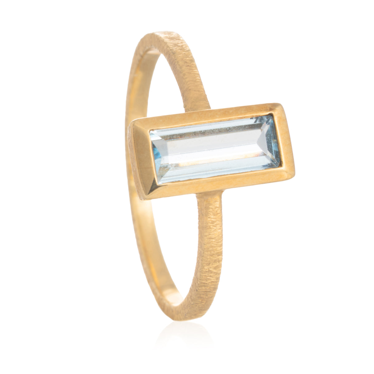 Anillo Aguamarina Baguette Oro
