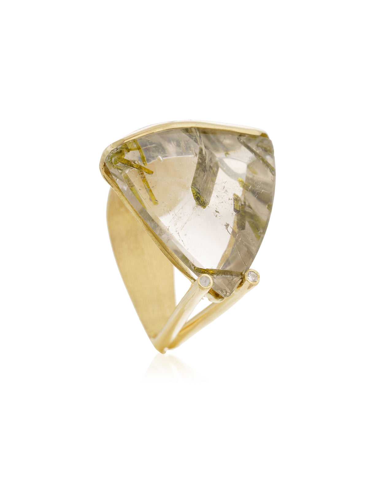 Anillo Triangu C. Turmalina Oro