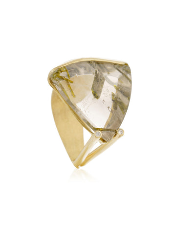 Anillo Triangu C. Turmalina Oro