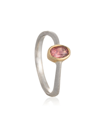Anillo Onda Turmalina Rosa