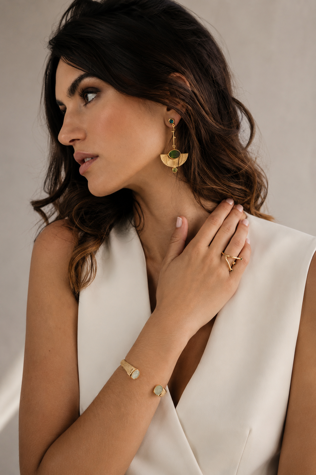 Brazalete Biharritz Dorado Crisoprasa