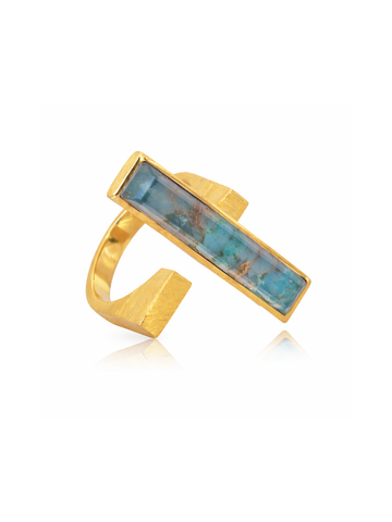 Anillo  Makila Baguette Turquesa Mosaico