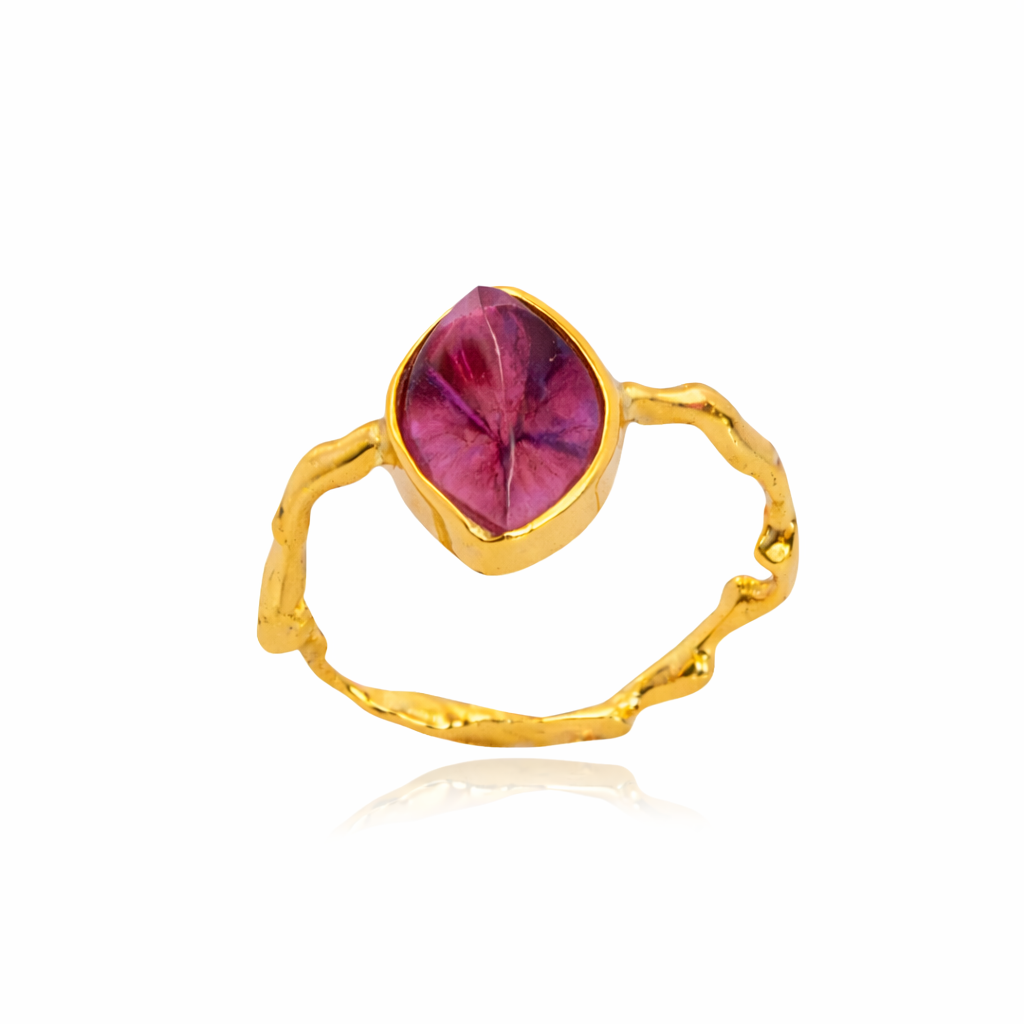 Anillo Adar Wave Turmalina Roja