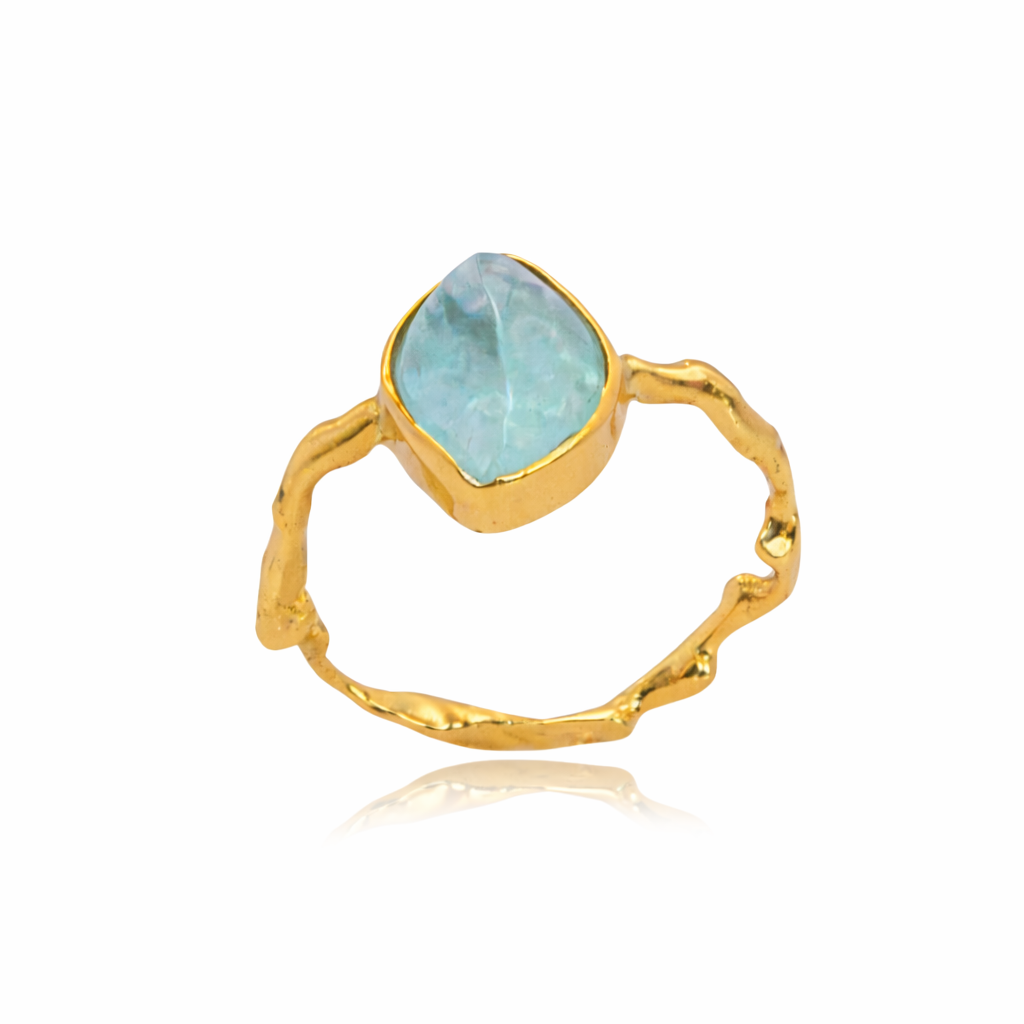 Anillo Adar Wave Aguamarina Oro