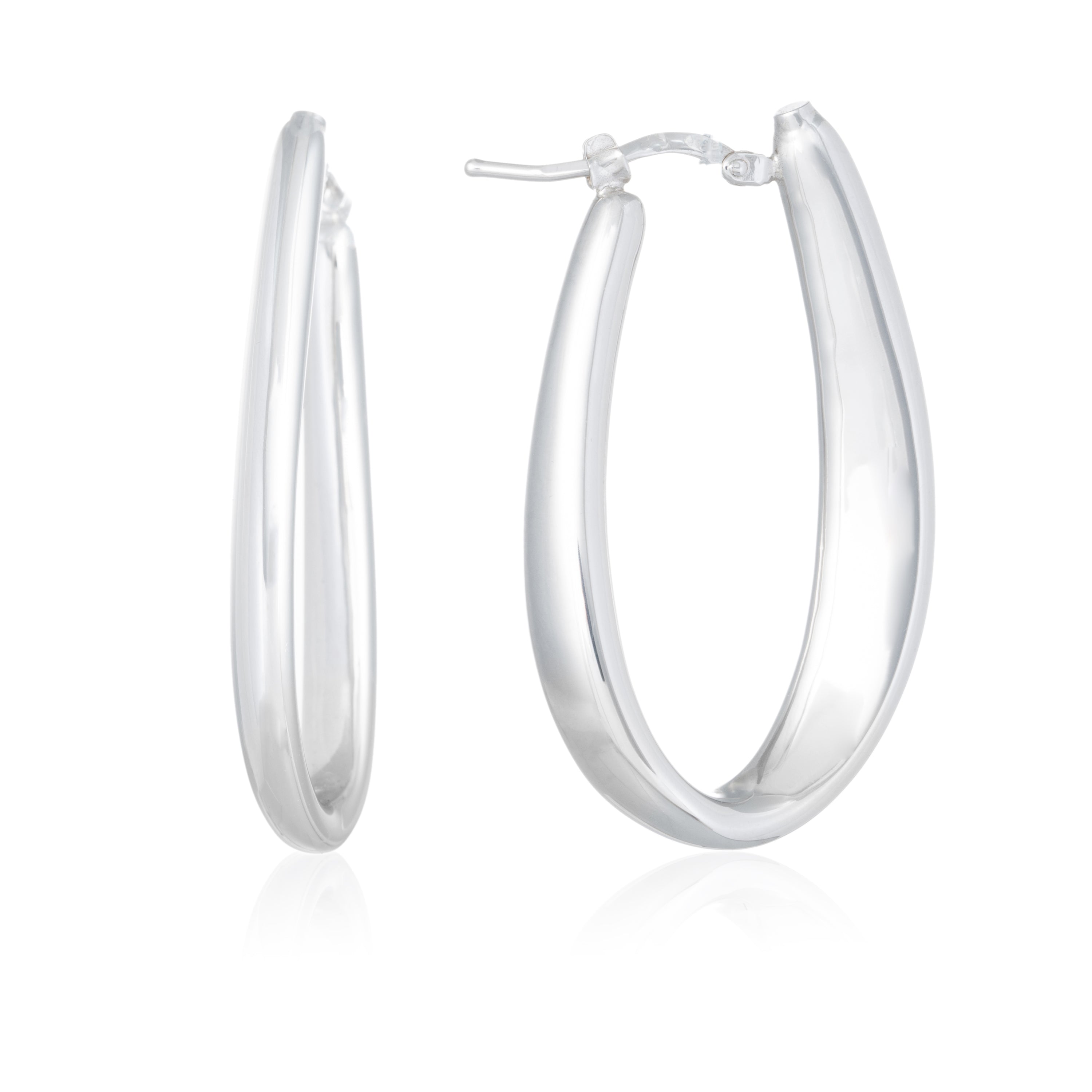 Pendientes plata aros ovalados S alargados pequeños.