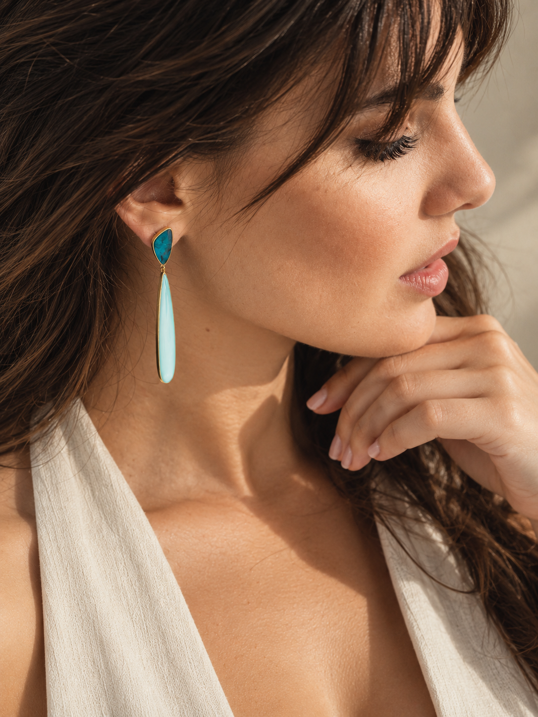 Pendientes Bikoitza Turquesa Oro