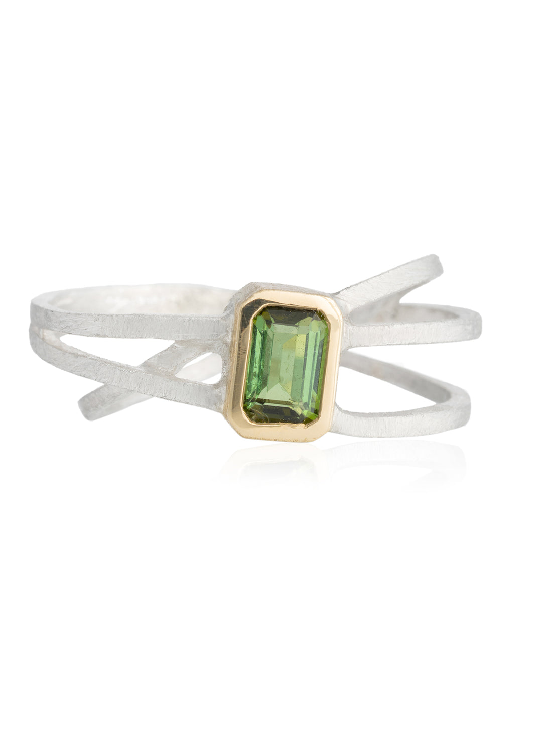 Anillo Cruzado Turmalina Verde