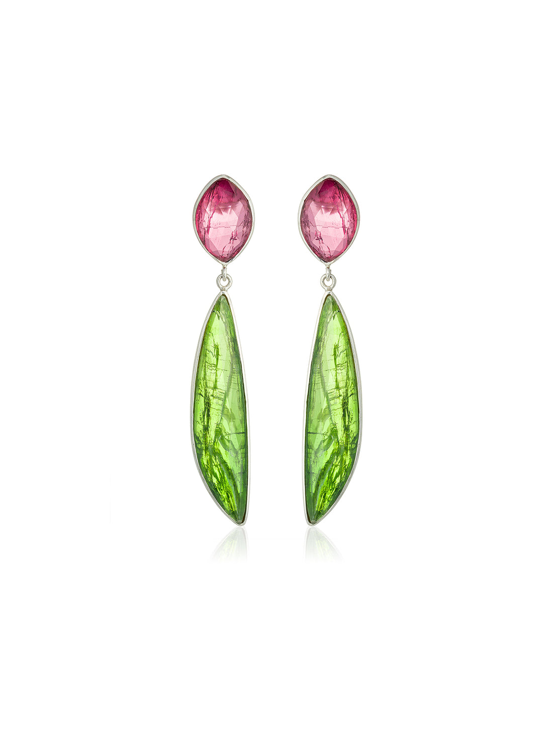 Pendientes Trillón Turmalina Rosa y Peridoto
