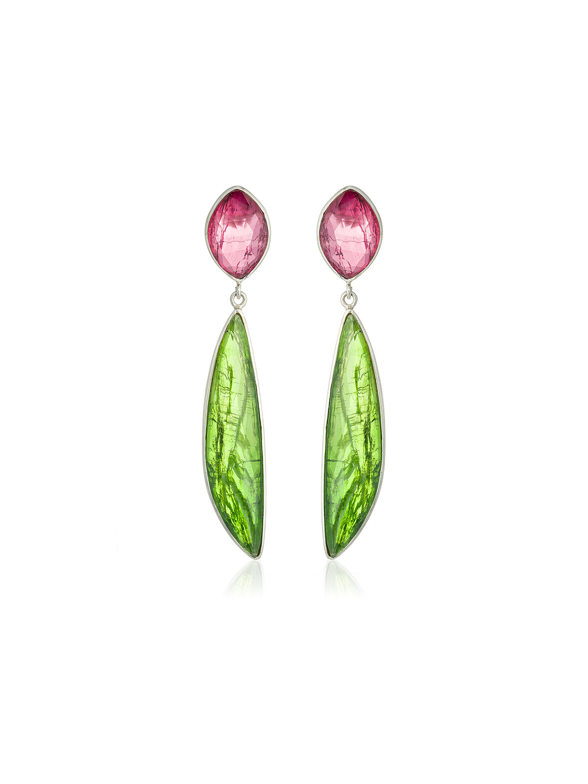 Pendientes Trillón Turmalina Rosa y Peridoto