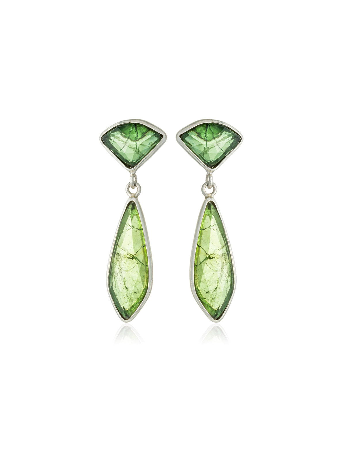Pendientes Doble Mini Turmalina Verde