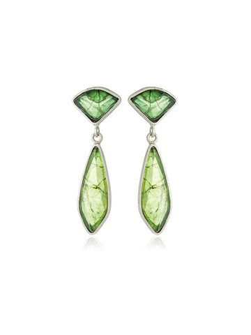 Pendientes Doble Mini Turmalina Verde