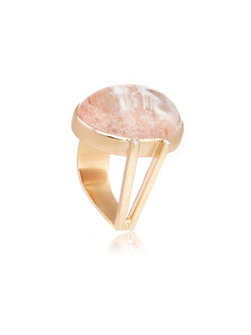 Anillo Cuarzo Lodo Dos Garritas Oro