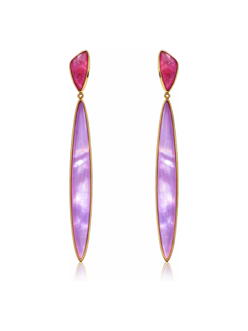 Pendientes Bikoitza Turmalina Rosa
