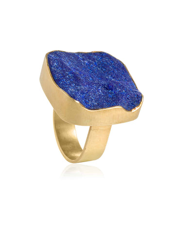 Anillo Lapislazuli Cuadrado Grande Oro