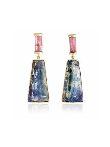 Pendientes Vintage Turmalina Rosa y Ópalo