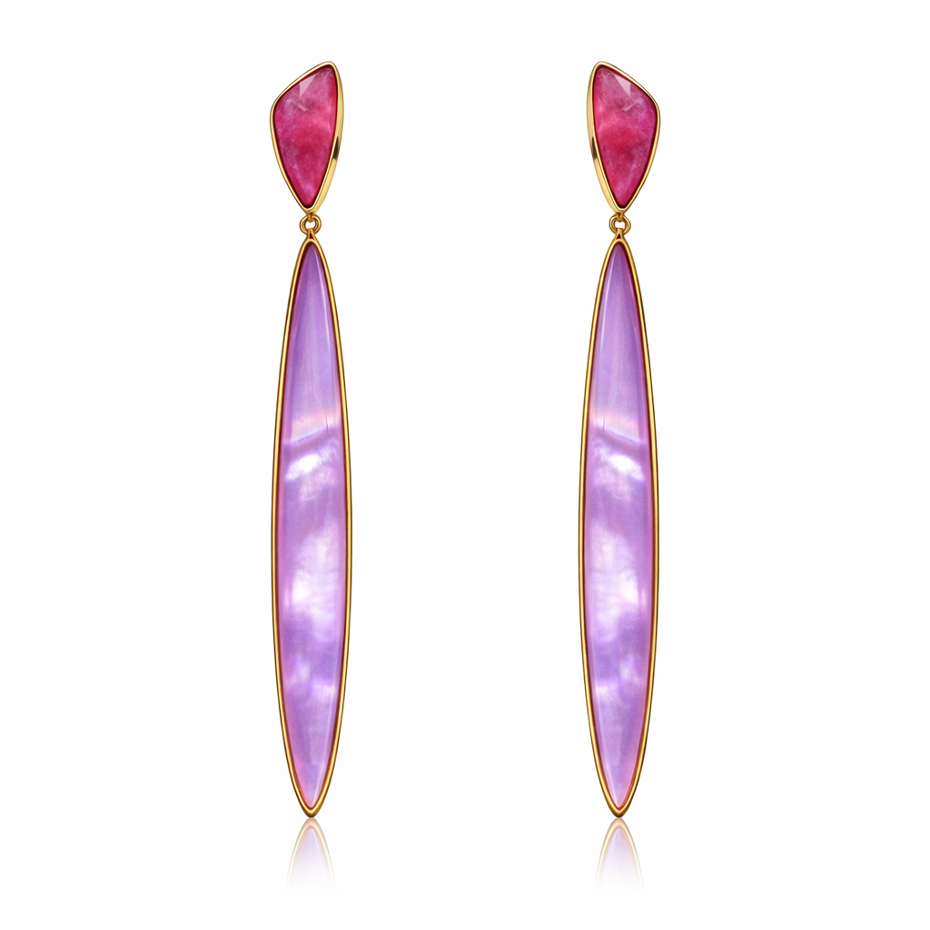 Pendientes Bikoitza Turmalina Rosa